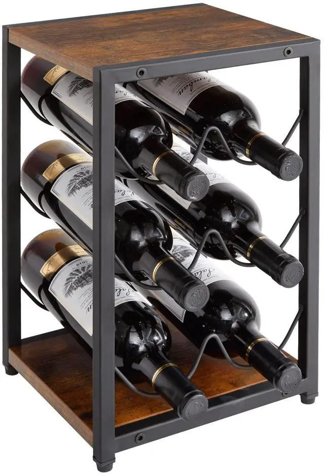 Main image of Rustic Wood 6 Bottles Wine Rack for Countertop,3 Tier Free Standing Wine Rack,Wine Bottle Holder Stand Organizer for Home Decor Bar,Cabinet, Pantry,Countertop TMJ901H