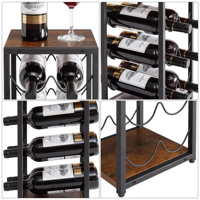 Alt view image 7 of 7 - Rustic Wood 6 Bottles Wine Rack for Countertop,3 Tier Free Standing Wine Rack,Wine Bottle Holder Stand Organizer for Home Decor Bar,Cabinet, Pantry,Countertop TMJ901H