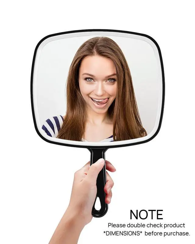 Alt view image 2 of 7 - Handheld Mirror, Extra Large Hand Mirror with Handle, Square, Black, 12.4" L x 9.1" W