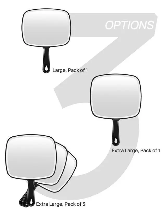 Alt view image 7 of 7 - Handheld Mirror, Extra Large Hand Mirror with Handle, Square, Black, 12.4" L x 9.1" W