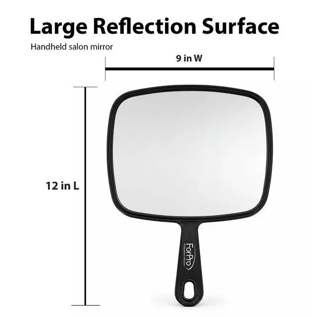 Alt view image 6 of 7 - Extra Large Hand Mirror with Handle, 9" W x 12" L, Multi-Purpose Handheld Mirror with Distortion-Free Reflection, Black