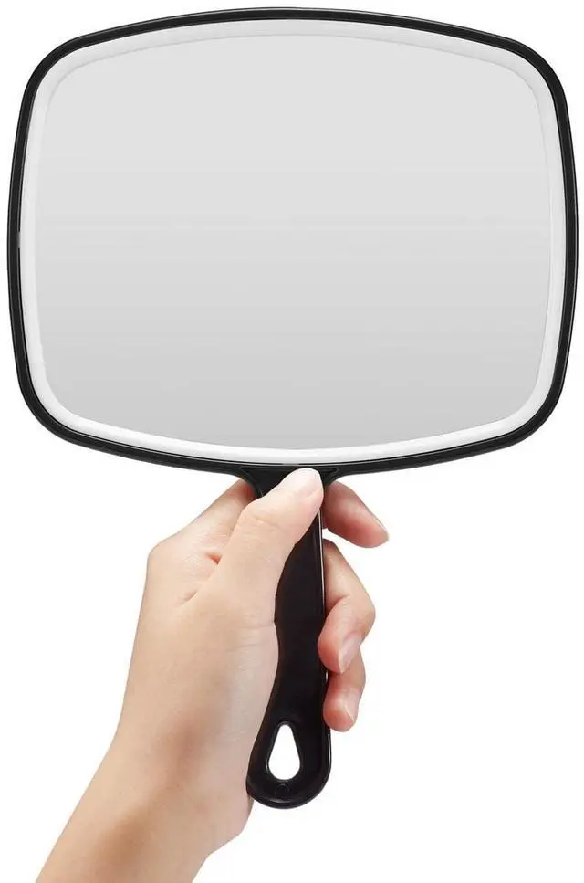 Main image of Hand Mirror, Black Handheld Mirror with Handle, 6.6" W x 9.2" L