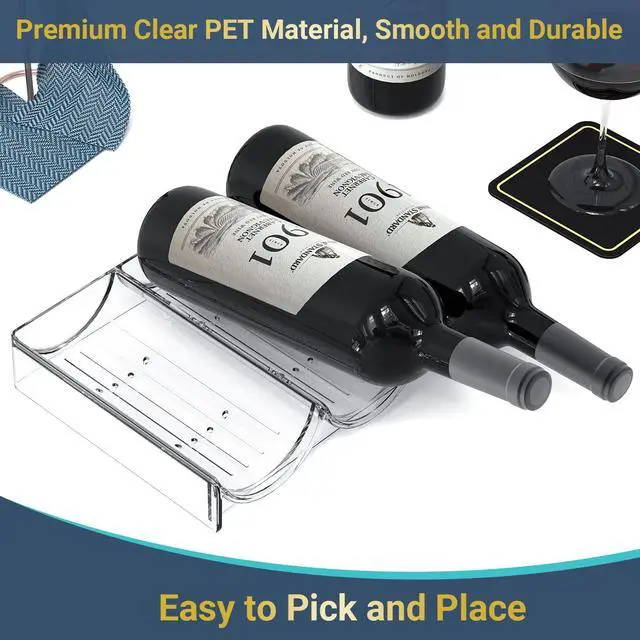 Alt view image 6 of 7 - Plastic Water Bottle Organizer and Wine Rack Storage Holder,4 Tier 12 Containers Stackable Free-Standing Bottle Storage Rack for Kitchen Countertops, Table Top, Pantry, Bars, Cabinets, Fridge - Clear