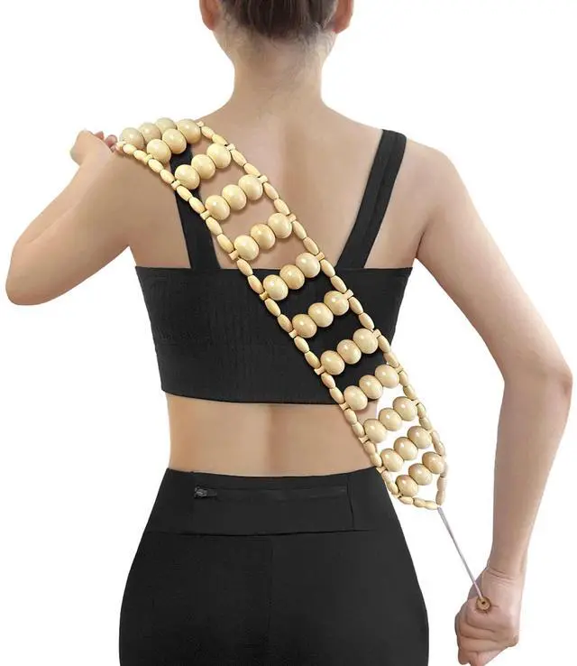Main image of Wood Back Massager Roller Rope, Manual Massage Strap for Back, Neck, Shoulders, Legs, Waist Pain Relief, Wooden Therapy Lymphatic Anti Cellulite Muscle Recovery Massage Tool