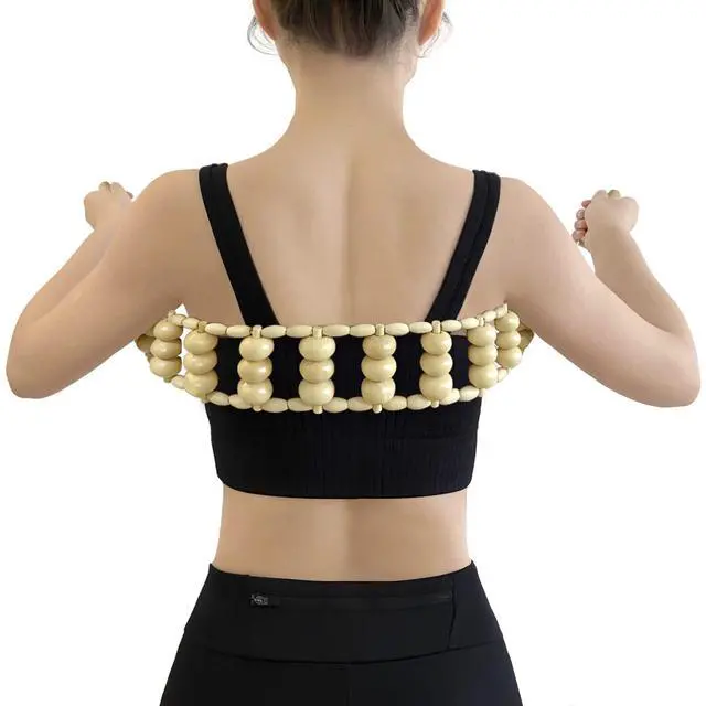 Alt view image 3 of 6 - Wood Back Massager Roller Rope, Manual Massage Strap for Back, Neck, Shoulders, Legs, Waist Pain Relief, Wooden Therapy Lymphatic Anti Cellulite Muscle Recovery Massage Tool
