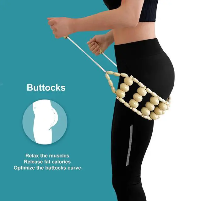 Alt view image 5 of 6 - Wood Back Massager Roller Rope, Manual Massage Strap for Back, Neck, Shoulders, Legs, Waist Pain Relief, Wooden Therapy Lymphatic Anti Cellulite Muscle Recovery Massage Tool