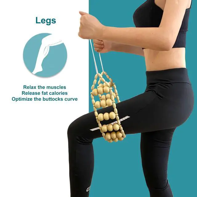 Alt view image 6 of 6 - Wood Back Massager Roller Rope, Manual Massage Strap for Back, Neck, Shoulders, Legs, Waist Pain Relief, Wooden Therapy Lymphatic Anti Cellulite Muscle Recovery Massage Tool