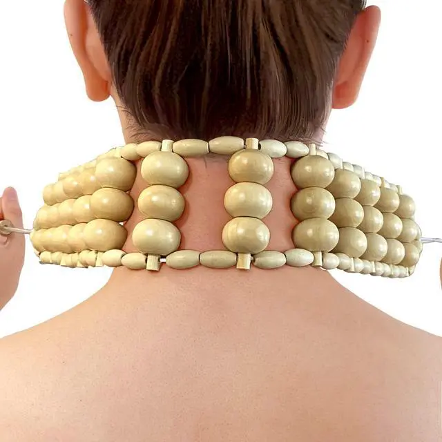 Alt view image 4 of 6 - Wood Back Massager Roller Rope, Manual Massage Strap for Back, Neck, Shoulders, Legs, Waist Pain Relief, Wooden Therapy Lymphatic Anti Cellulite Muscle Recovery Massage Tool