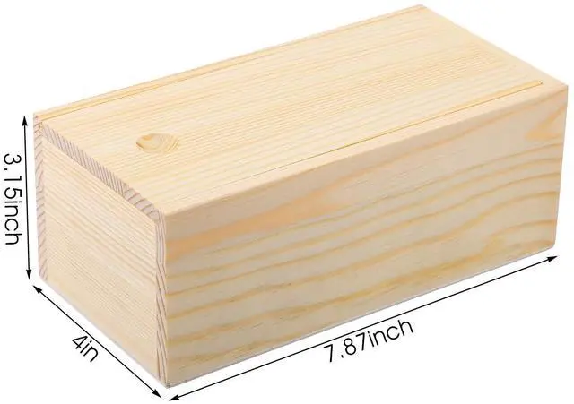 Alt view image 2 of 7 - 4 Pack Unfinished Wood Storage Box with Slide Lid, Blank Natural Wood Case Container for DIY Craft, Jewelry Storage, Gift Box, Hobbies, 7.87 x 4 x 3.15 Inch