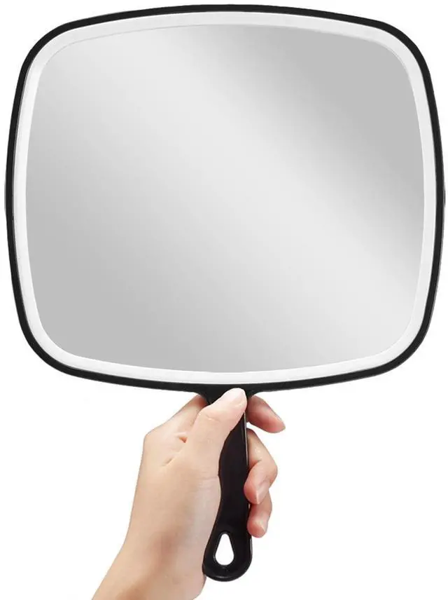 Main image of Hand Mirror, Extra Large Black Handheld Mirror with Handle, 12.4" L x 9" W