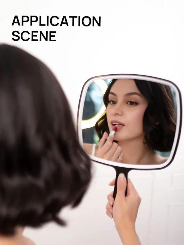 Alt view image 5 of 7 - Hand Mirror, Extra Large Black Handheld Mirror with Handle, 12.4" L x 9" W