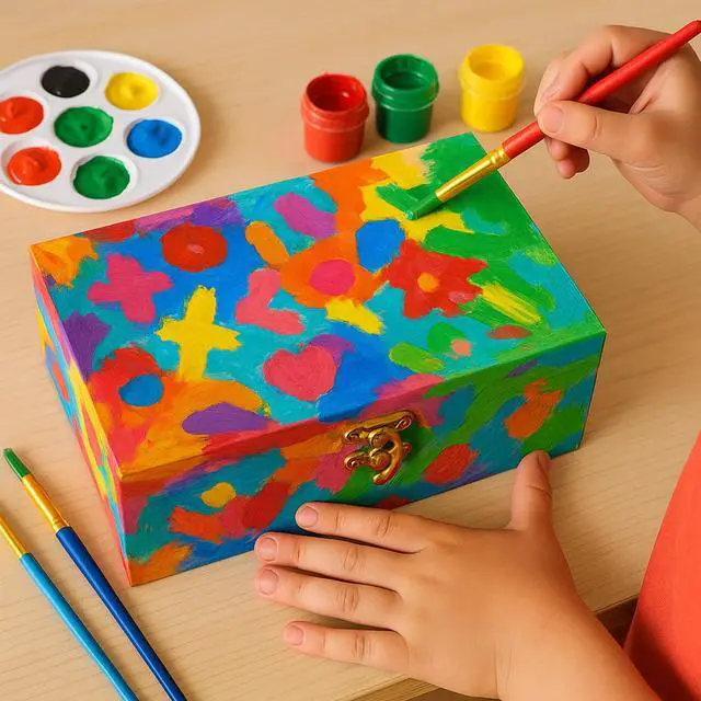Alt view image 4 of 6 - Unfinished Wood Box with Hinged Lid 1 Pack - 10.6" x 7.6" x 4.3" Smooth Unpainted Wooden Storage Box for Crafts, Jewelry, DIY Painting, Gift Packaging - Lightweight & Warp-Resistant