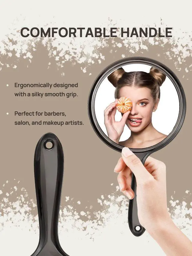 Alt view image 5 of 7 - Hand Mirror, Double-Sided Handheld Mirror 1X/3X Magnifying Mirror with Handle, Set of 3 (Transparent Black)