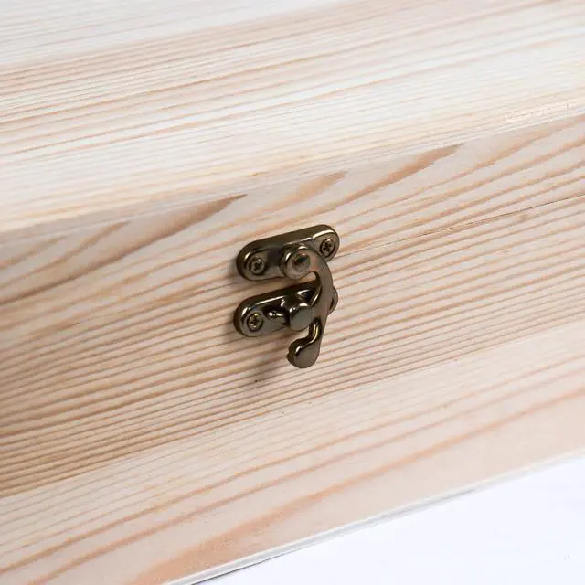 Alt view image 6 of 6 - Unfinished Wood Box with Hinged Lid 1 Pack - 10.6" x 7.6" x 4.3" Smooth Unpainted Wooden Storage Box for Crafts, Jewelry, DIY Painting, Gift Packaging - Lightweight & Warp-Resistant