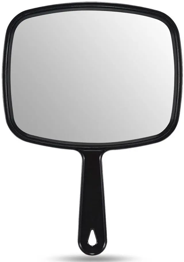 Main image of 9.3" L x 6.6" W Hand Mirror, All Black Handheld Mirror with Handle