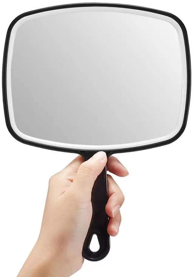 Main image of Hand Mirror, Large Black Handheld Mirror with Handle, 7.4" W x 10.3" L