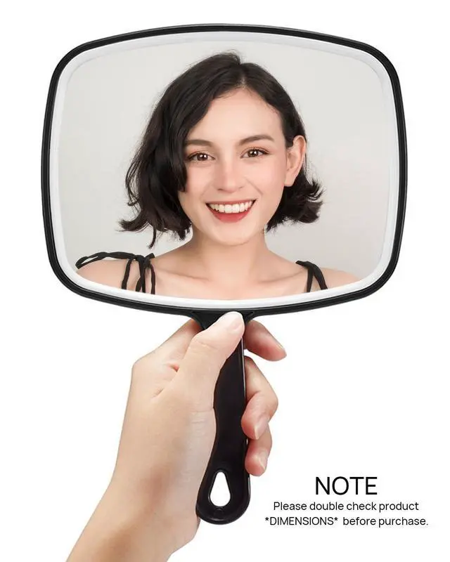Alt view image 3 of 7 - Hand Mirror, Large Black Handheld Mirror with Handle, 7.4" W x 10.3" L