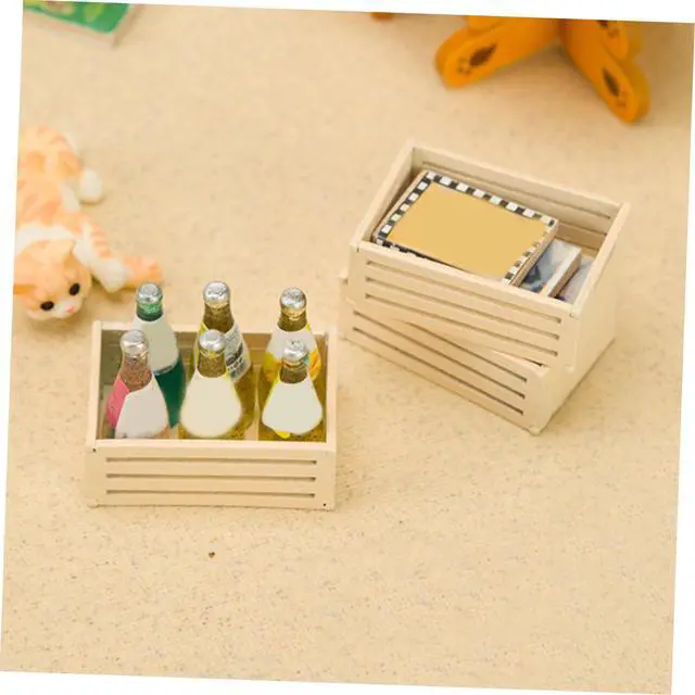 Alt view image 4 of 7 - 5Pcs Miniature Wooden Crates for Dollhouse Furniture Realistic Storage for Crafting and Decoration Mini Crates for Kitchen and Supermarket Scenes