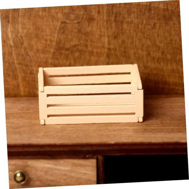 Alt view image 6 of 7 - 5Pcs Miniature Wooden Crates for Dollhouse Furniture Realistic Storage for Crafting and Decoration Mini Crates for Kitchen and Supermarket Scenes