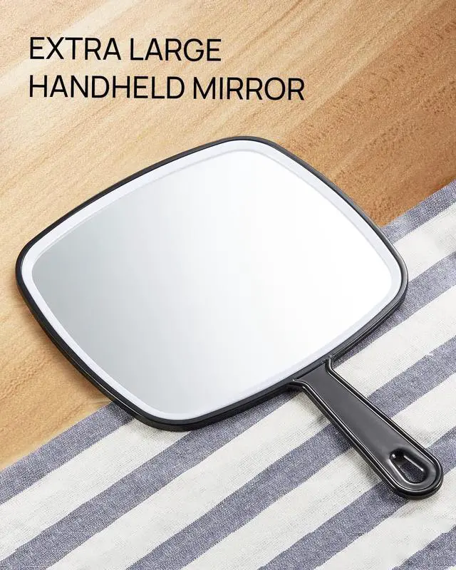 Alt view image 6 of 7 - Hand Mirror, Large Black Handheld Mirror with Handle, 10.3" L x 7.4" W
