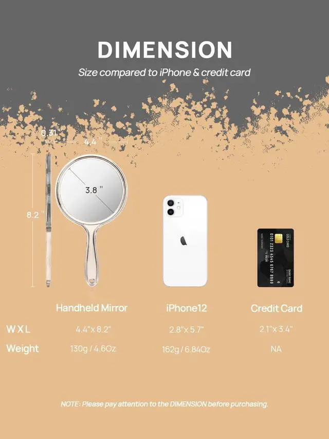 Alt view image 3 of 7 - Hand Mirror, Double-Sided Handheld Mirror 1X/3X Magnifying Mirror with Handle, Pack of 1 (Clear)