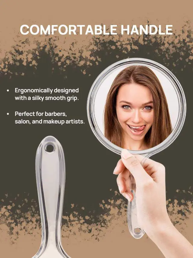 Alt view image 5 of 7 - Hand Mirror, Double-Sided Handheld Mirror 1X/3X Magnifying Mirror with Handle, Pack of 1 (Clear)