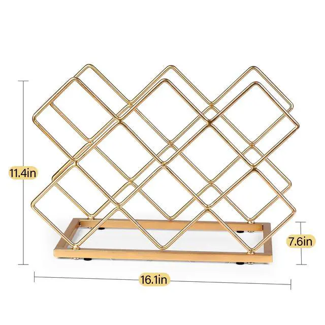Alt view image 3 of 7 - Countertop Wine Rack - 10 Bottle Freestanding Modern Gold Metal Small Wine Rack - Tabletop Wine Holder Stand for Cabinet, Pantry, Wine Bottle Storage