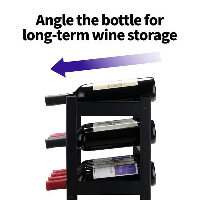 Alt view image 5 of 6 - Bamboo Wine Rack, Sturdy and Durable Wine Storage Cabinet Shelf, Wine Racks Countertop for Pantry,Kitchen,3-Tier 12 Bottles Wine Rack Black