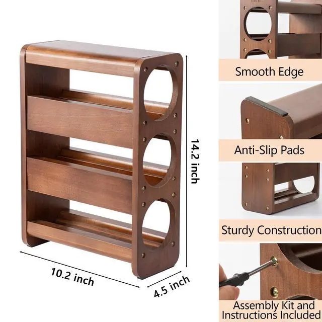 Alt view image 3 of 7 - Wine Rack Countertop Pine Wood Wine Bottle Holder, 3 Bottles Wine Rack for Inside Cabinet, Pantry, Kitchen Bar, Wine Holder Shelf Vertical Wine Storage Perfect for Home Decor Housewarming Gifts