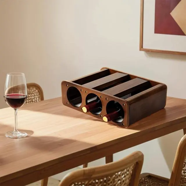 Alt view image 4 of 7 - Wine Rack Countertop Pine Wood Wine Bottle Holder, 3 Bottles Wine Rack for Inside Cabinet, Pantry, Kitchen Bar, Wine Holder Shelf Vertical Wine Storage Perfect for Home Decor Housewarming Gifts
