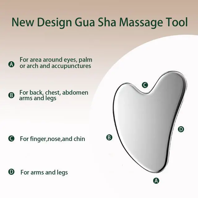 Alt view image 4 of 6 - Stainless Steel Gua Sha Tool & Lymphatic Drainage Face Brush Set, Facial Massage Kit for Jawline Sculpting Puffiness Lifting Relaxation, Contour Face Skin Care Gift for Women