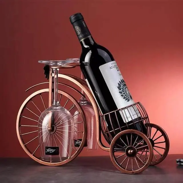 Main image of Single Bike Wine Bottle Holder with Glass holer