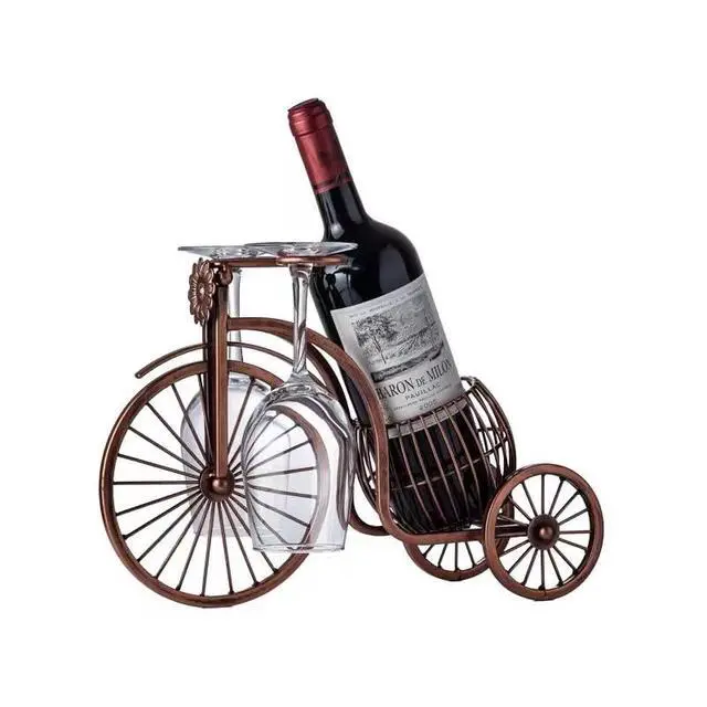 Alt view image 3 of 6 - Single Bike Wine Bottle Holder with Glass holer