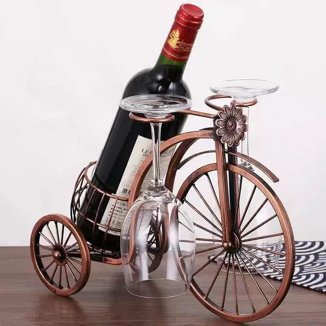 Alt view image 6 of 6 - Single Bike Wine Bottle Holder with Glass holer