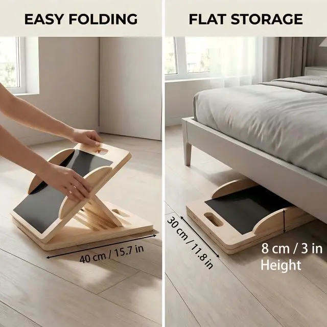 Alt view image 4 of 7 - Slant Board for Calf Stretching, Calf Stretch and Mobility Board, Portable Adjustable Wooden Slant Board for Squats Exercise Balance Training and Physical Therapy