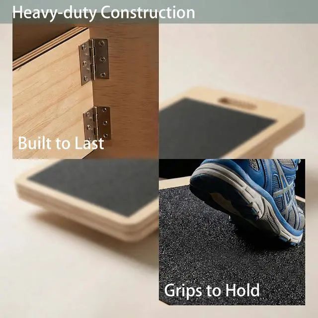 Alt view image 5 of 7 - Slant Board for Calf Stretching, Calf Stretch and Mobility Board, Portable Adjustable Wooden Slant Board for Squats Exercise Balance Training and Physical Therapy