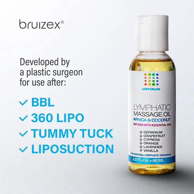 Alt view image 4 of 7 - Lymphatic Drainage Massage Oi for Massage Therapy - Arnica and Coconut Oil for Manual Lymph Drainage & Post Surgery Recovery for Liposuction, 360 Lipo, BBL,Tummy Tuck, Lymphedema, Lipo Foam-2.0 oz