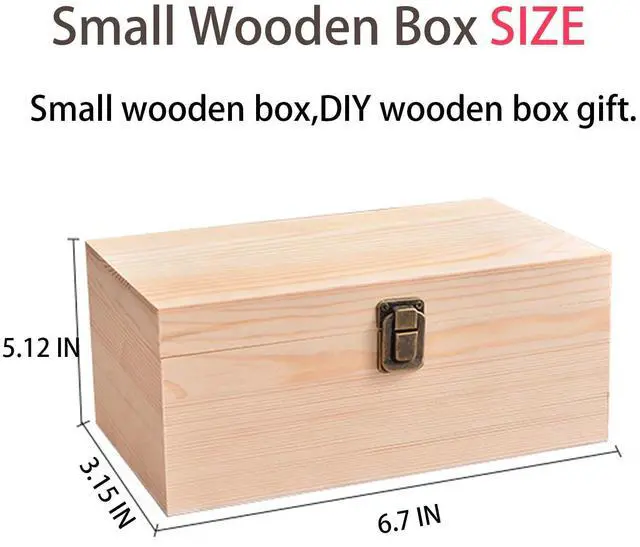 Alt view image 2 of 6 - Artisan Cherry Wood Unfinished Craft Wood Box, 6.7 x 5.1 x 3.1 Inch, Lockable Storage Box for Arts & Crafts, DIY Hobbies, Gifts
