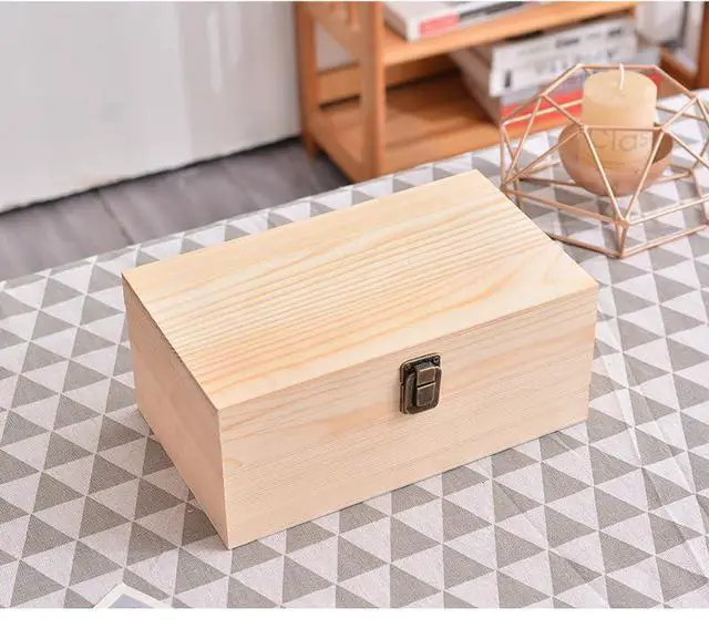 Alt view image 4 of 6 - Artisan Cherry Wood Unfinished Craft Wood Box, 6.7 x 5.1 x 3.1 Inch, Lockable Storage Box for Arts & Crafts, DIY Hobbies, Gifts