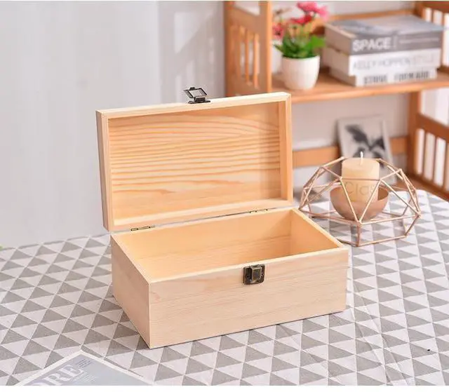 Alt view image 5 of 6 - Artisan Cherry Wood Unfinished Craft Wood Box, 6.7 x 5.1 x 3.1 Inch, Lockable Storage Box for Arts & Crafts, DIY Hobbies, Gifts