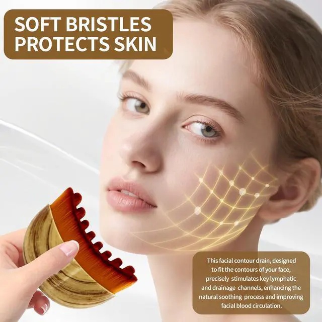 Alt view image 2 of 6 - Lymphatic Contour Face BrushLymphatic Drainage BrushLymphatic Drainage MassagerGuasha Brush for FaceSuper Soft Drainage Massager for Puffiness,with Portable Case,Style A