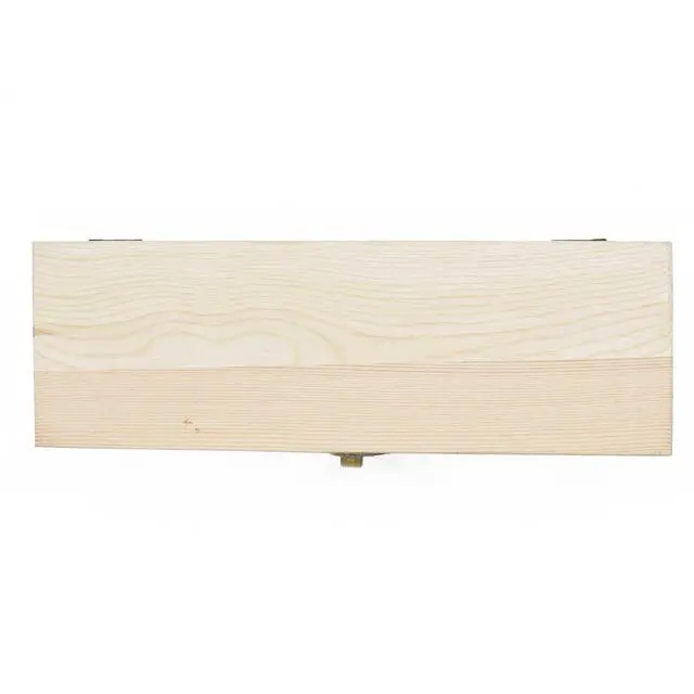 Alt view image 5 of 6 - Plain Unfinished Wood Pencil Box, Unpainted Rectangle DIY Artist Tool and Brush Storage Box Case with Locking Clasp, Small