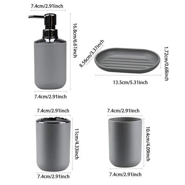 Alt view image 3 of 7 - 4pcs Bathroom Accessories Set, Toothbrush Holder Tooth Mug Soap Dish Liquid Bottle Bathroom Set Shower Countertop Vanity Organizer(Black)