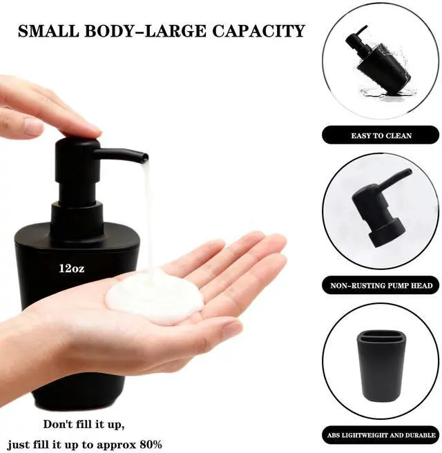 Alt view image 3 of 6 - Matte Black Bathroom Decor Set 4-Piece Modern Bathroom Accessories Set with Soap Dispenser, Toothbrush Holder, Rinse Cup & Soap Dish. Stylish Countertop Organizer for Home Bathroom Decor