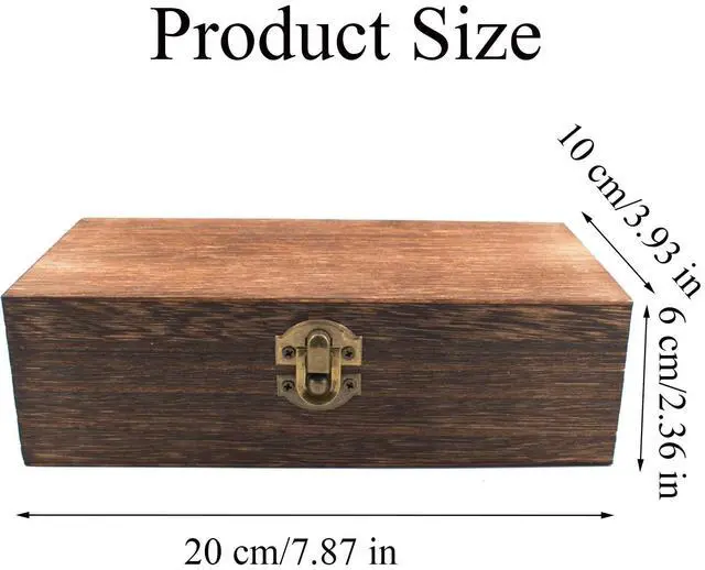 Alt view image 2 of 6 - Wood Storage Box with Lid Solid Wood Container Box Decorative Table Large Rectangular Smooth Rustic Style Store Space to Organize Toys Cosmetics Vintage Color 7.87 * 3.93 * 2.36inch, Brown
