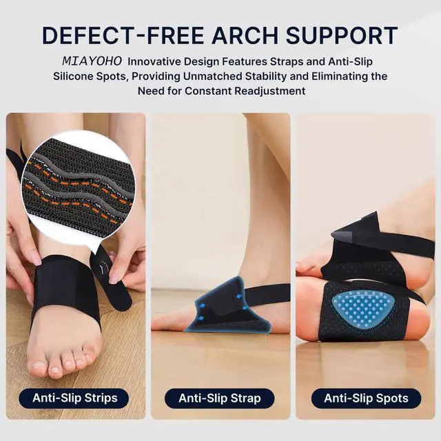 Alt view image 4 of 7 - Orthotics Arch Support Braces for Plantar Fasciitis 2026 Upgraded Podiatrist Desigen for Flat Feet, Fallen Arch Arch Pain, Arch Foot Support Sleeves for Pain Relief (Black, Medium Arch)