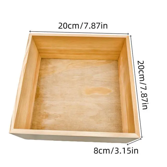 Alt view image 2 of 7 - 1PC Unfinished Wood Storage Box, Natural Pine Wooden Container for Crafts, Jewelry, Art Hobbies, DIY Projects, Home Decor, Centerpieces, Organization (7.87 x 7.87 x 3.15 in)