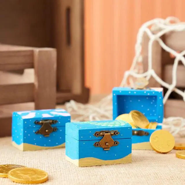 Alt view image 2 of 7 - Wooden Boxes - 12-Pack, 2.3 x 1.5 x 1.5 In Natural Pinewood - Unfinished Wood Box With Hinged Lid & Metal Clasp for Crafts & Mini Treasure Chests