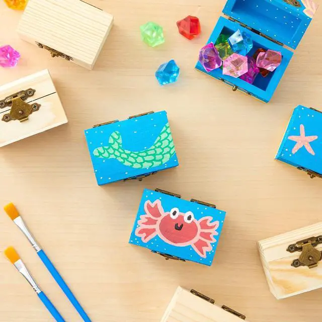 Alt view image 3 of 7 - Wooden Boxes - 12-Pack, 2.3 x 1.5 x 1.5 In Natural Pinewood - Unfinished Wood Box With Hinged Lid & Metal Clasp for Crafts & Mini Treasure Chests