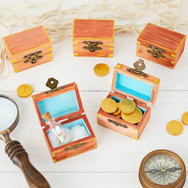 Alt view image 4 of 7 - Wooden Boxes - 12-Pack, 2.3 x 1.5 x 1.5 In Natural Pinewood - Unfinished Wood Box With Hinged Lid & Metal Clasp for Crafts & Mini Treasure Chests